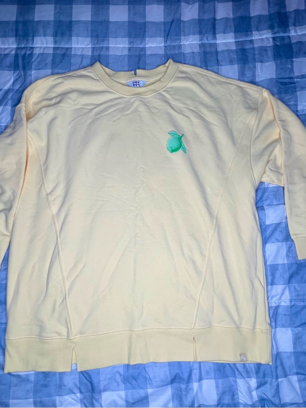 Joy Lab Yellow Crewneck Sweatshirt with Green Logo